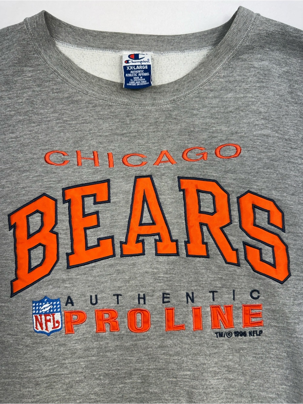 Chicago Bears 1996 Champion Proline Crewneck Embroidered Sweatshirt Vintage